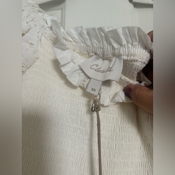 Cleobella Kaiya White Eyelet Tiered Bridal Off The Shoulder Mini Dress XS/S NWT - Picture 4 of 4